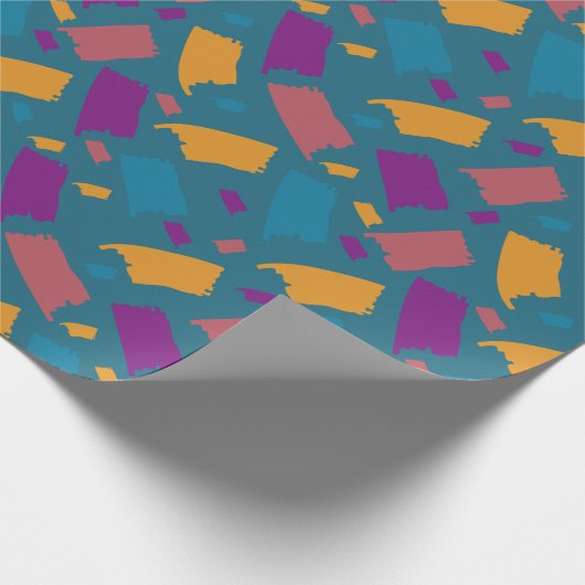 Zeer kleurrijk unevenpatroon cadeaupapier (Hoek)