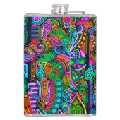 Zeer kleurrijke abstracte vormen art. 10 heupfles (Achterkant)