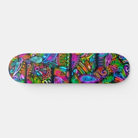 Zeer kleurrijke abstracte vormen art. 10 persoonlijk skateboard (Horizontaal)