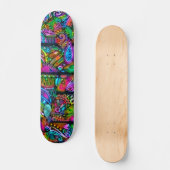 Zeer kleurrijke abstracte vormen art. 10 persoonlijk skateboard (Voorkant)