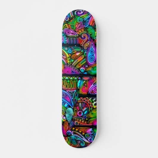 Zeer kleurrijke abstracte vormen art. 10 persoonlijk skateboard (Voorkant)