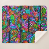 Zeer kleurrijke abstracte vormen art. 10 sherpa deken (Voorkant (horizontaal))