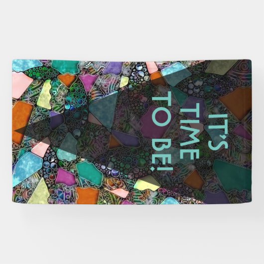 Zeer kleurrijke abstracte vormen art. 11 spandoek (Horizontaal)