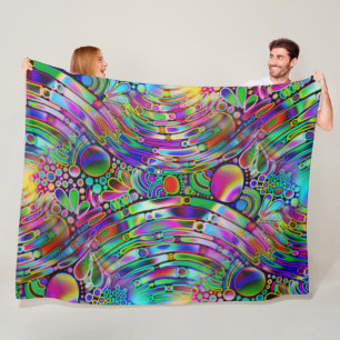 Zeer kleurrijke abstracte vormen, art. 1 fleece deken