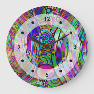 Zeer kleurrijke abstracte vormen art. 1 grote klok
