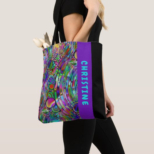 Zeer kleurrijke abstracte vormen, art. 1 tote bag (Dichtbij)