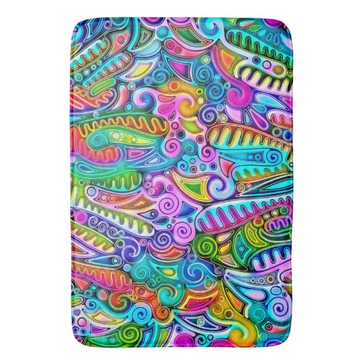 Zeer kleurrijke abstracte vormen art. 9 badmat (Voorkant Verticaal)