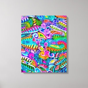 Zeer kleurrijke abstracte vormen art. 9 canvas afdruk