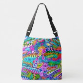 Zeer kleurrijke abstracte vormen art. 9 crossbody tas (Voorkant)
