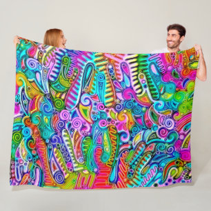Zeer kleurrijke abstracte vormen art. 9 fleece deken