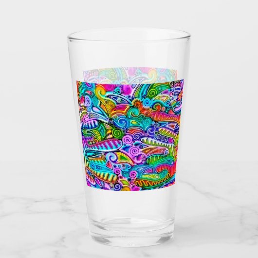 Zeer kleurrijke abstracte vormen art. 9 glas (Voorkant)