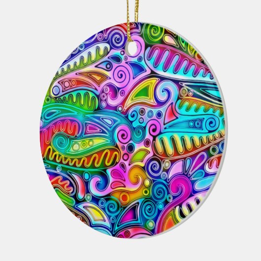 Zeer kleurrijke abstracte vormen art. 9 keramisch ornament (Links)