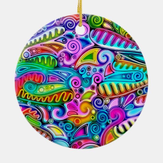 Zeer kleurrijke abstracte vormen art. 9 keramisch ornament (Achterkant)