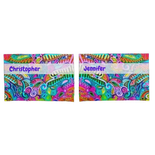 Zeer kleurrijke abstracte vormen art. 9 kussensloop (Voorkant-Set)