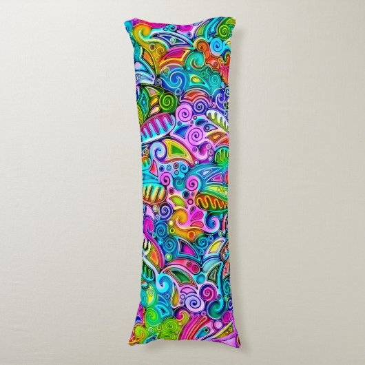 Zeer kleurrijke abstracte vormen art. 9 lichaamskussen (Voorkant Verticaal)