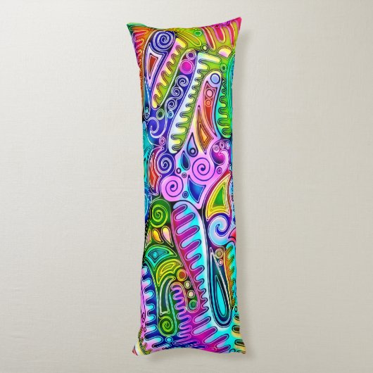 Zeer kleurrijke abstracte vormen art. 9 lichaamskussen (Achterkant (Verticaal))