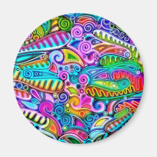 Zeer kleurrijke abstracte vormen art. 9 magneet