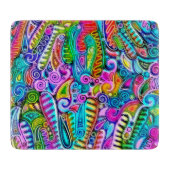 Zeer kleurrijke abstracte vormen art. 9 snijplank (Voorkant)