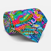 Zeer kleurrijke abstracte vormen art. 9 stropdas (Opgerold)