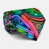Zeer kleurrijke abstracte vormen kunst 10 stropdas (Opgerold)