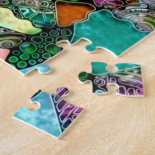 Zeer kleurrijke abstracte vormen kunst 11 legpuzzel