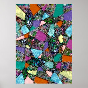Zeer kleurrijke abstracte vormen kunst 11 poster