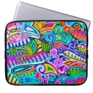 Zeer kleurrijke abstracte vormen kunst 9 laptop sleeve