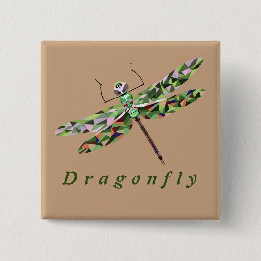 Zeer kleurrijke Dragonfly Pin Button (Voorkant)