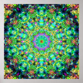 Zeer kleurrijke Psychedelic Mandala Poster