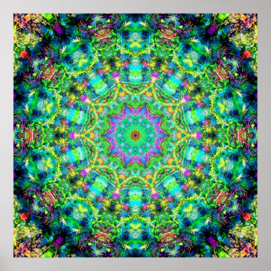 Zeer kleurrijke Psychedelic Mandala Poster (Voorkant)