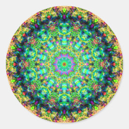 Zeer kleurrijke Psychedelic Mandala Ronde Sticker