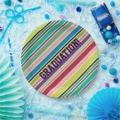 Zeer kleurrijke streep papieren bordje (Feest)