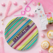 Zeer kleurrijke streep papieren bordje (Feest)