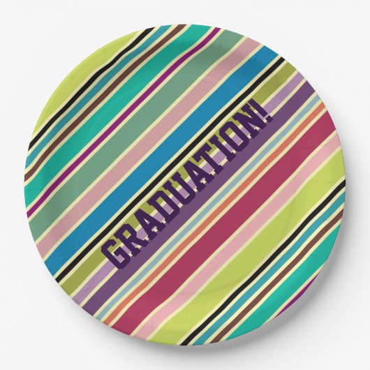 Zeer kleurrijke streep papieren bordje (Voorkant)