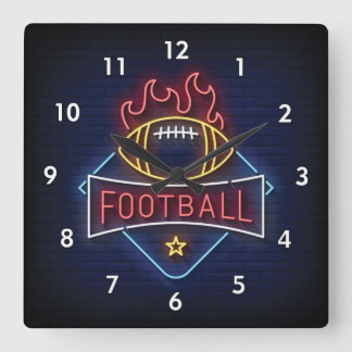Zeer koel en kleurrijk gesimuleerd neon Football Vierkante Klok