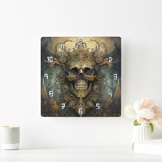 Zeer koele artistieke schedel vierkante klok (Huis)