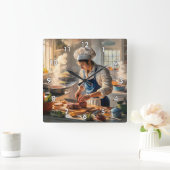 Zeer koele en kleurrijke perfecte chef-kok vierkante klok (Huis)