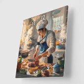 Zeer koele en kleurrijke perfecte chef-kok vierkante klok (Hoek)
