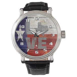 Zeer kool - Roestland - Texas Flag Patriotic Love  Horloge