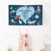 Zeer korte oceaandieren met een beschrijving spandoek (Insitu)