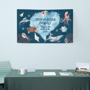 Zeer korte oceaandieren met een beschrijving spandoek