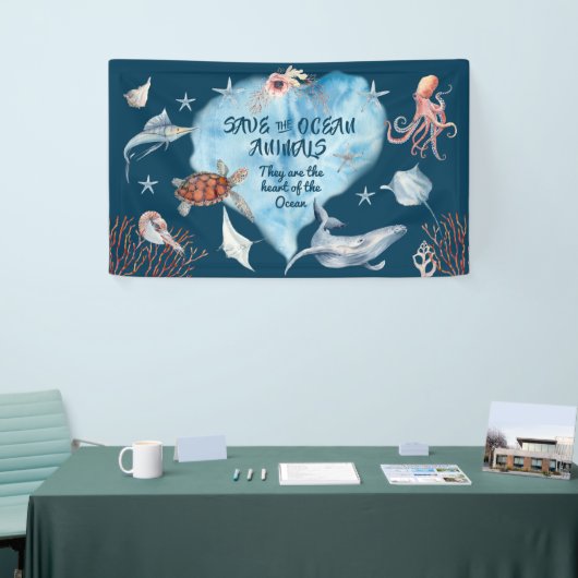 Zeer korte oceaandieren met een beschrijving spandoek (Beurs)