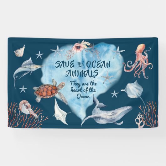 Zeer korte oceaandieren met een beschrijving spandoek (Horizontaal)