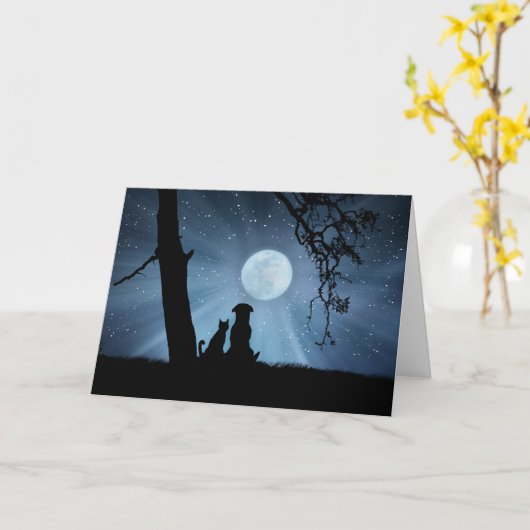 Zeer korte winters, solstice Dog en kat Kaart (Gele Bloem)