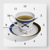 Zeer koude koffiebeker en saucer wandklok (Voorkant)