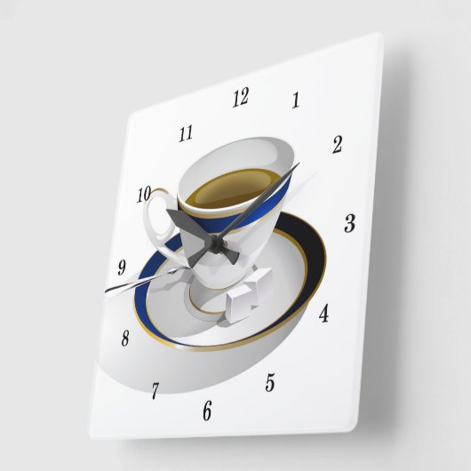 Zeer koude koffiebeker en saucer wandklok (Hoek)