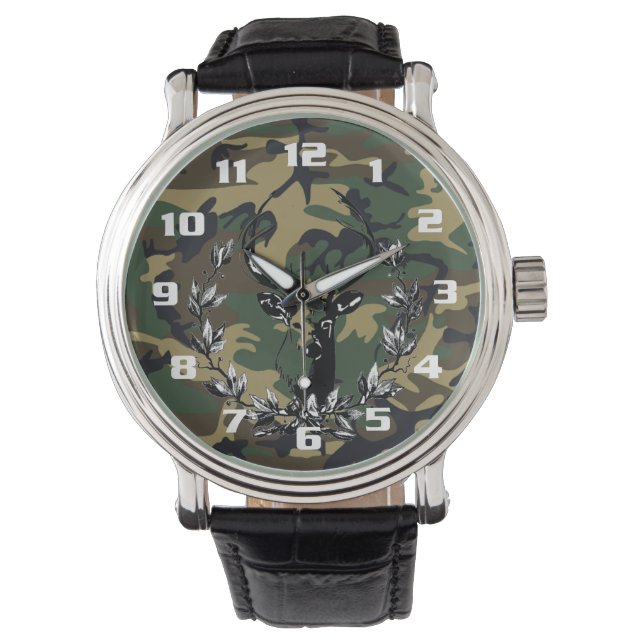 Zeer koude lul in het bos Camo Pattern Horloge (Voorkant)