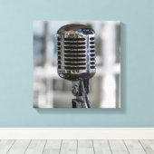 Zeer koude Retrostijl microfoon Canvas Afdruk (Insitu (Houten vloer))