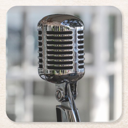 Zeer koude  Retrostijl microfoon Kartonnen Onderzetters (Voorkant)