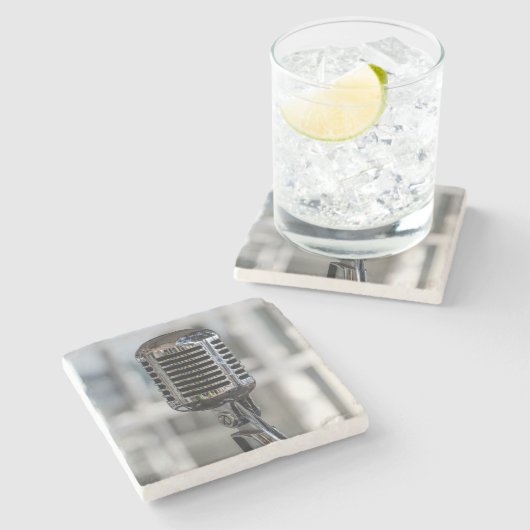 Zeer koude Retrostijl microfoon Stenen Onderzetter (Zijkant)